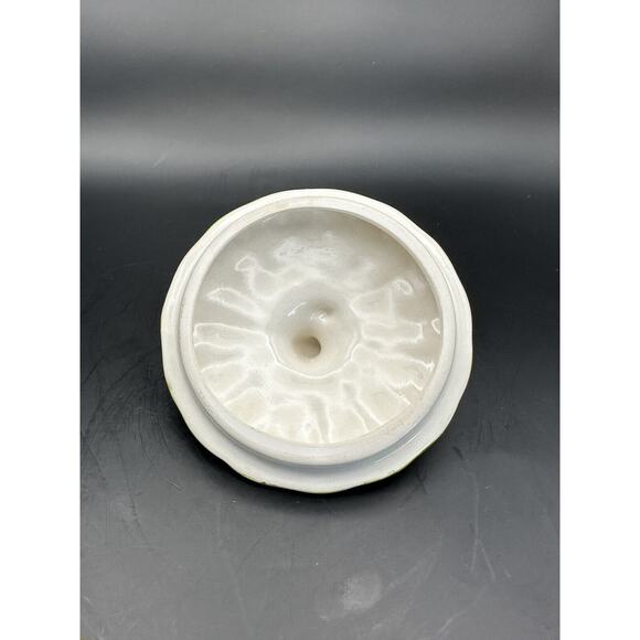 Vintage Realistic Olive Green Ceramic Gourd Lidded Box by Stone Lite Fall Decor - Picture 5 of 7